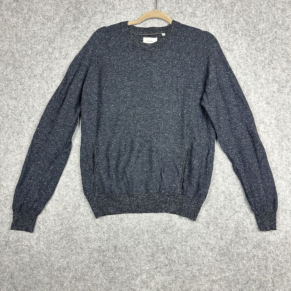 Billy Reid Sweater L Birdseye Knit Cotton Silk Wool Camel Italy Kangaroo Pocket